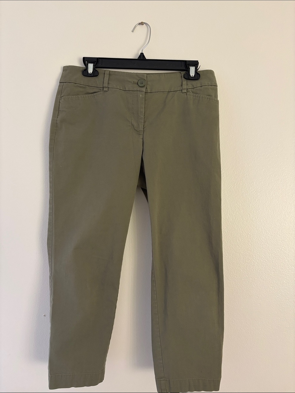LOFT Olive Green Cropped Straight-Leg Pants